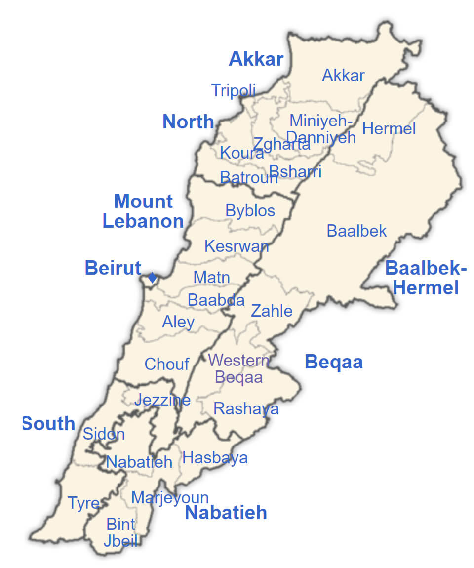 Lebanon administrative Map