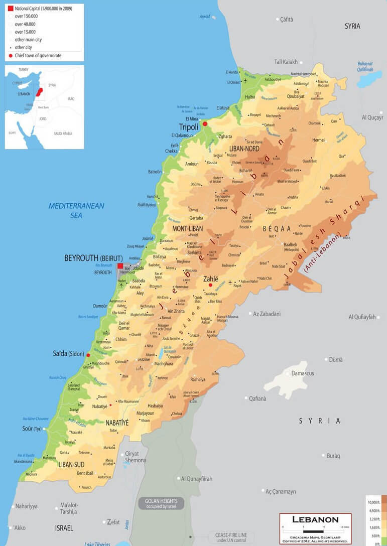 Lebanon Golan Heights Syria Map