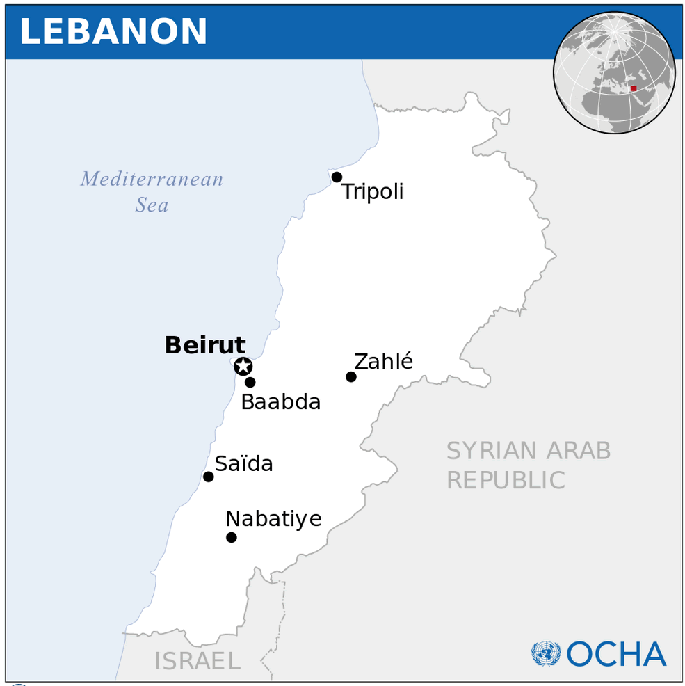 Lebanon Location Map