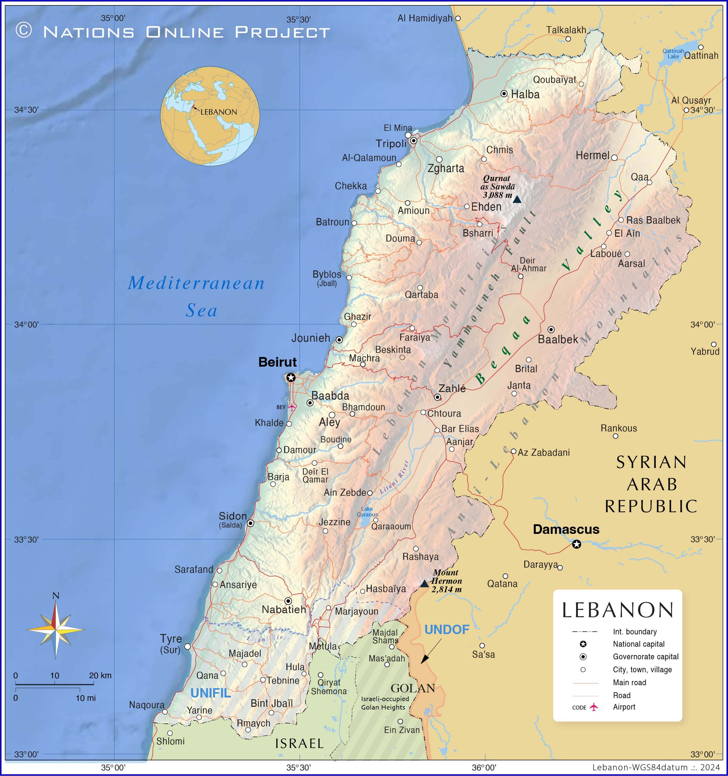 Lebanon National Map