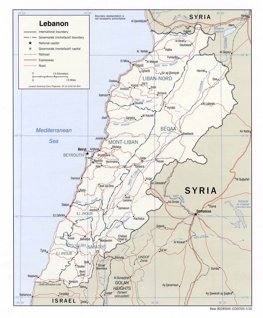 Lebanon political Map