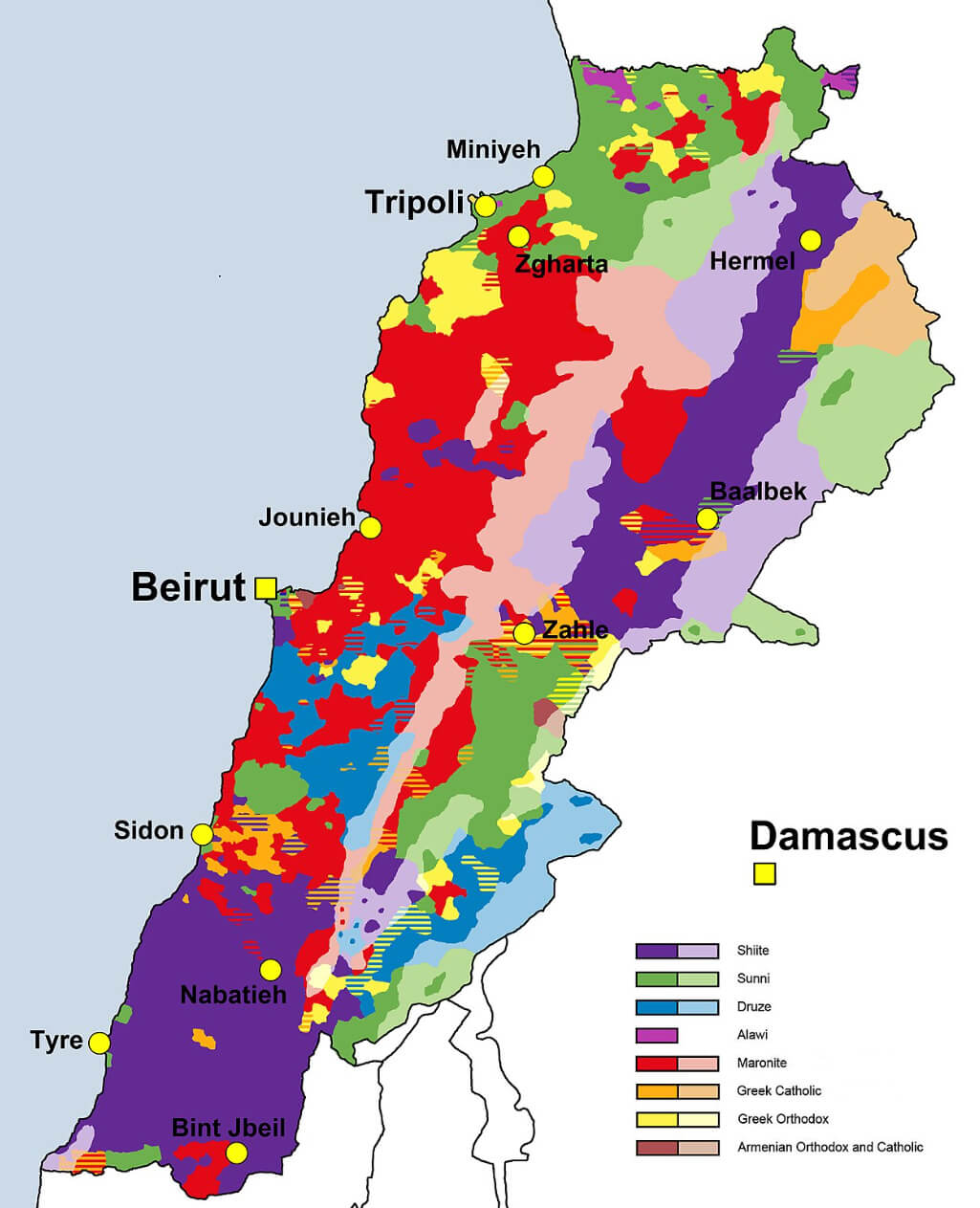 Lebanon Religion Map