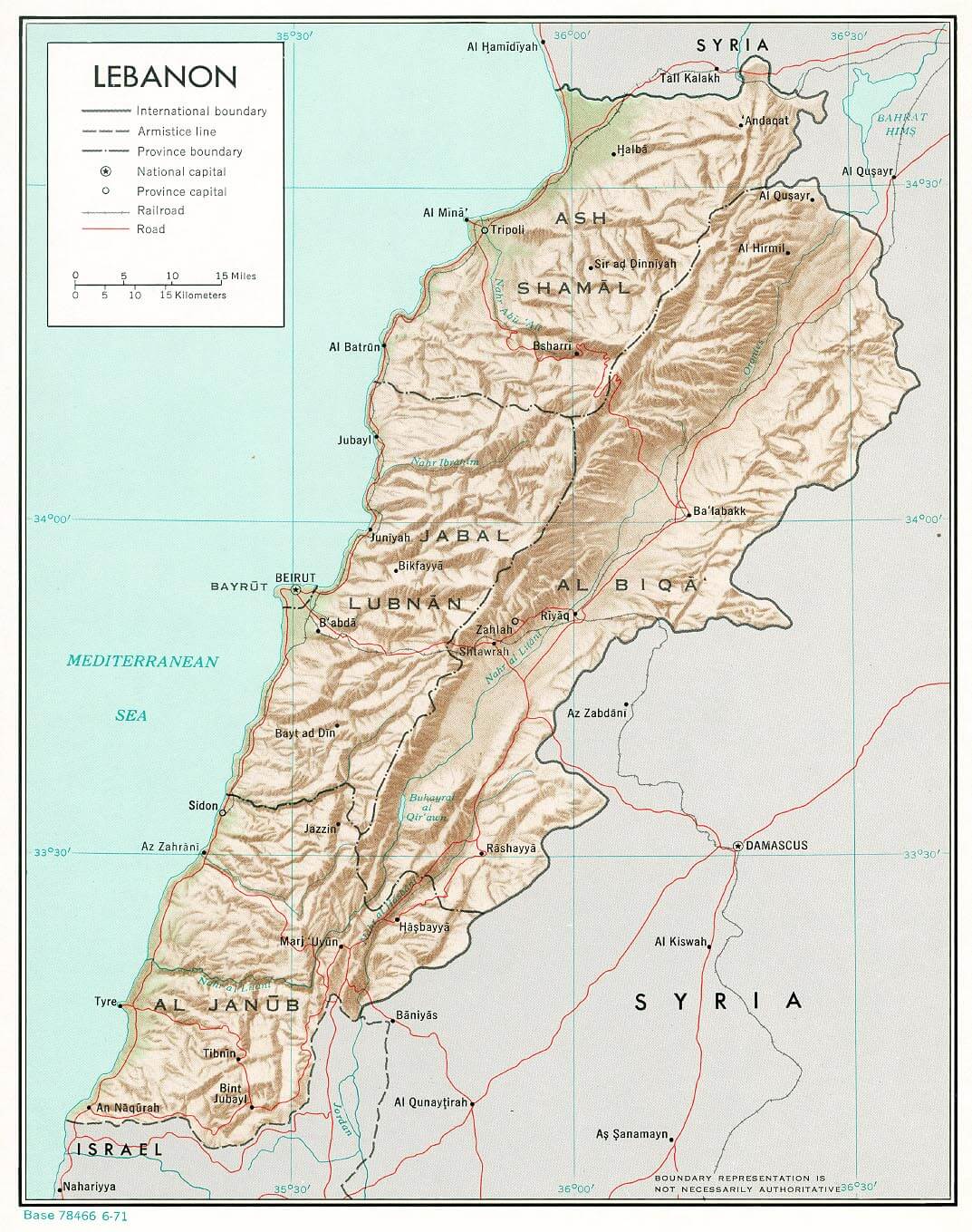 Lebanon terrain Map