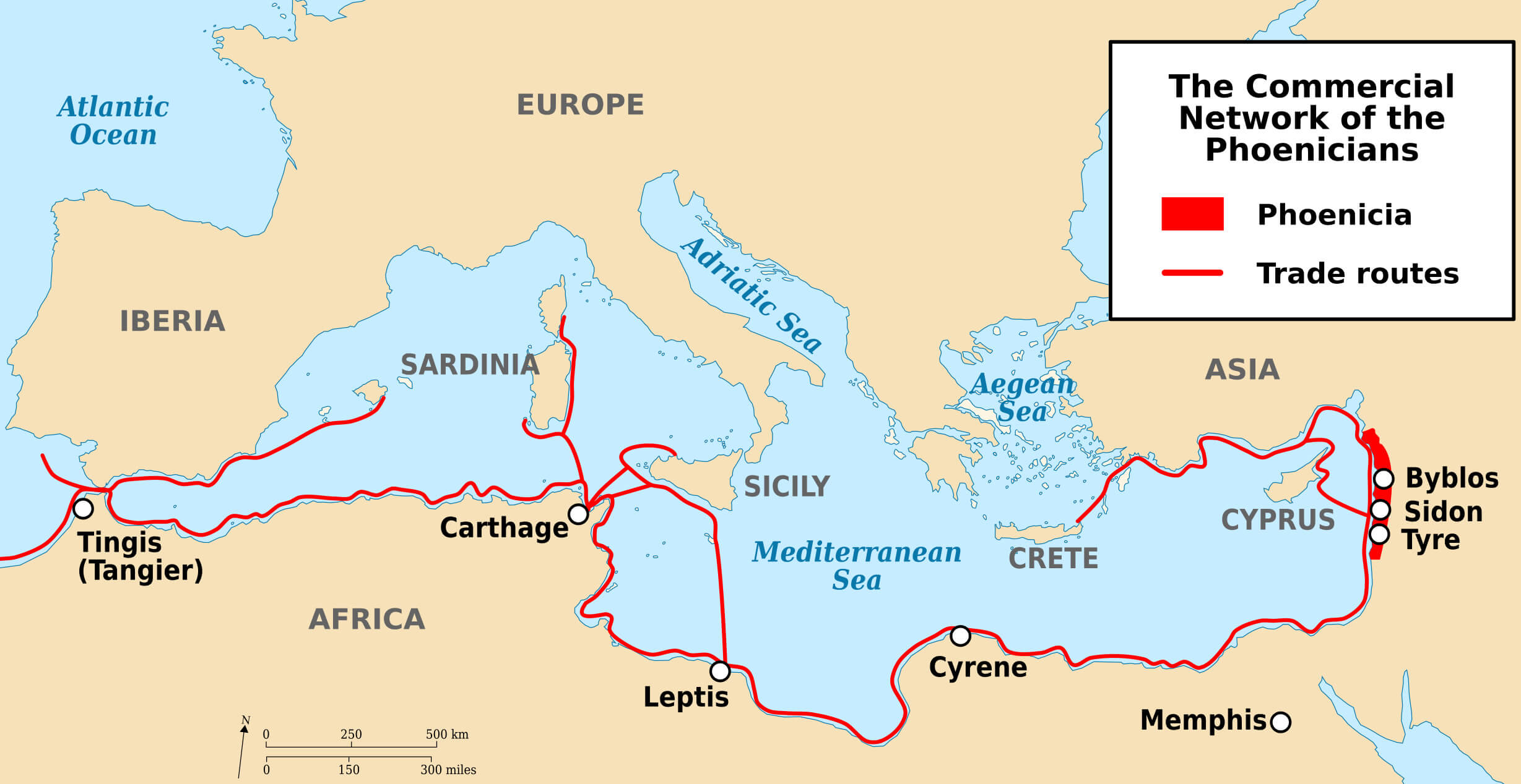 Map of Phoenicia Trade Routes Lebanon