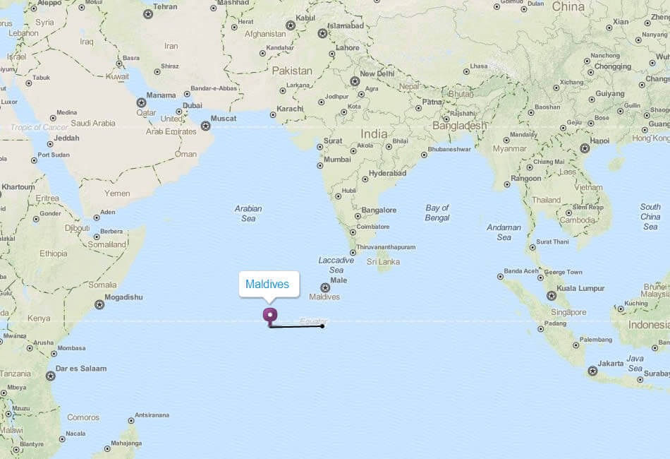 Map showing the location of the Maldives in the Indian Ocean