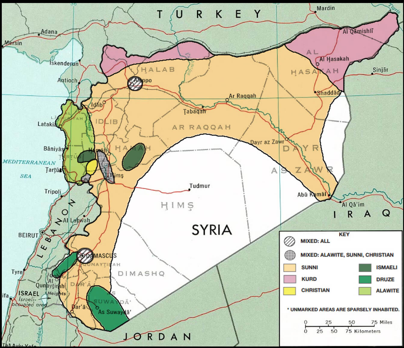 Ethno religious composition map of Syria