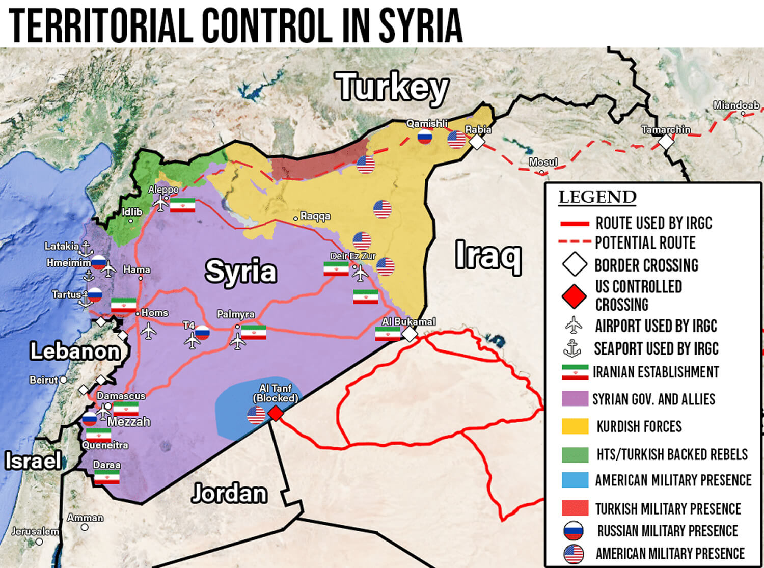 Syria civil war map with territorial control map