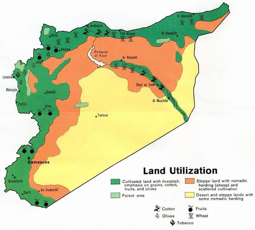 Syria Land Utilization Map: Agriculture and Natural Resources