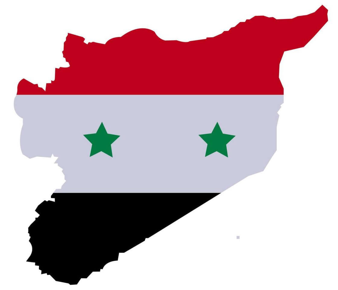 Syria map with flag