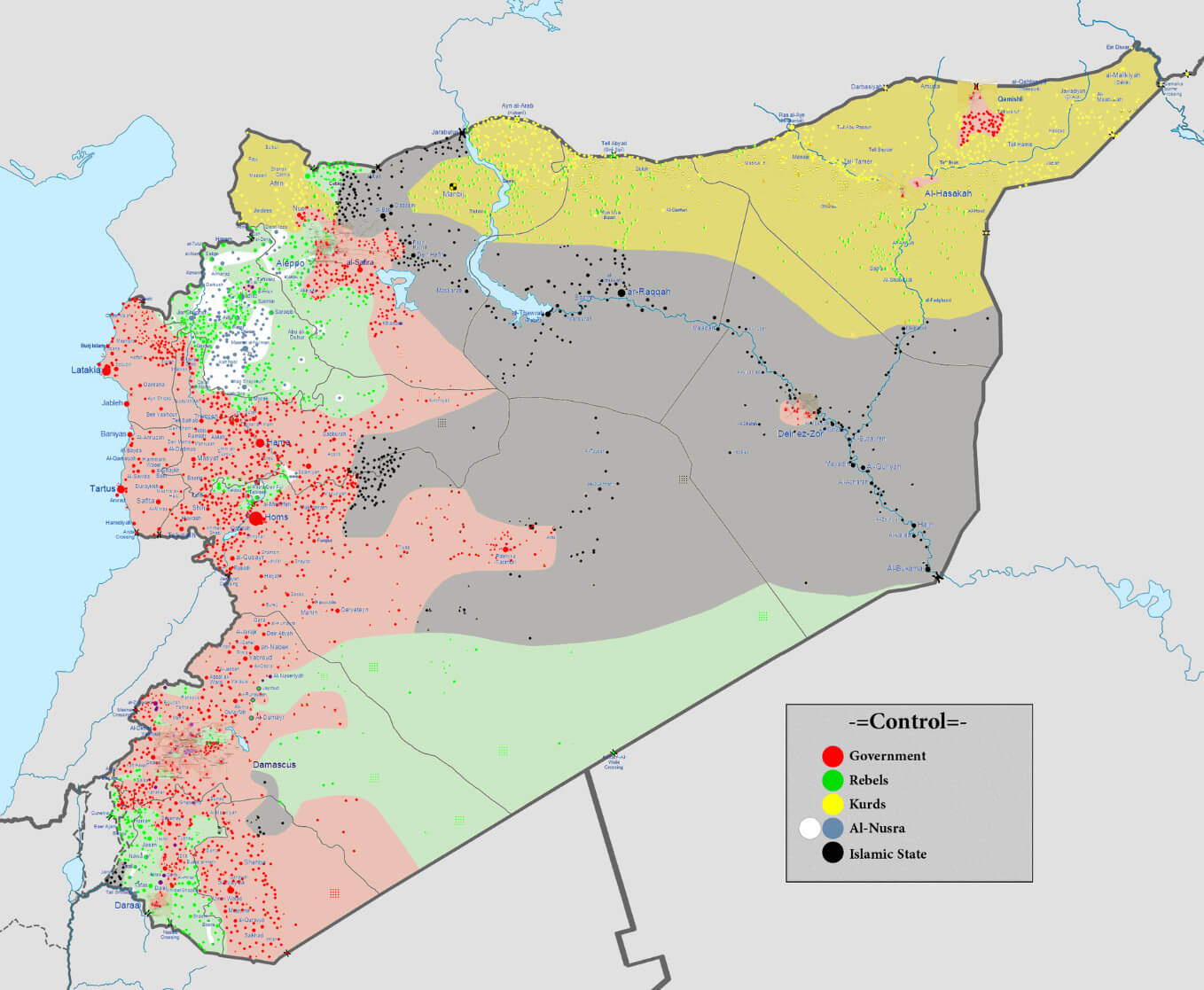 Syria Military Situation Map in August 2016: Conflict and Territorial Control