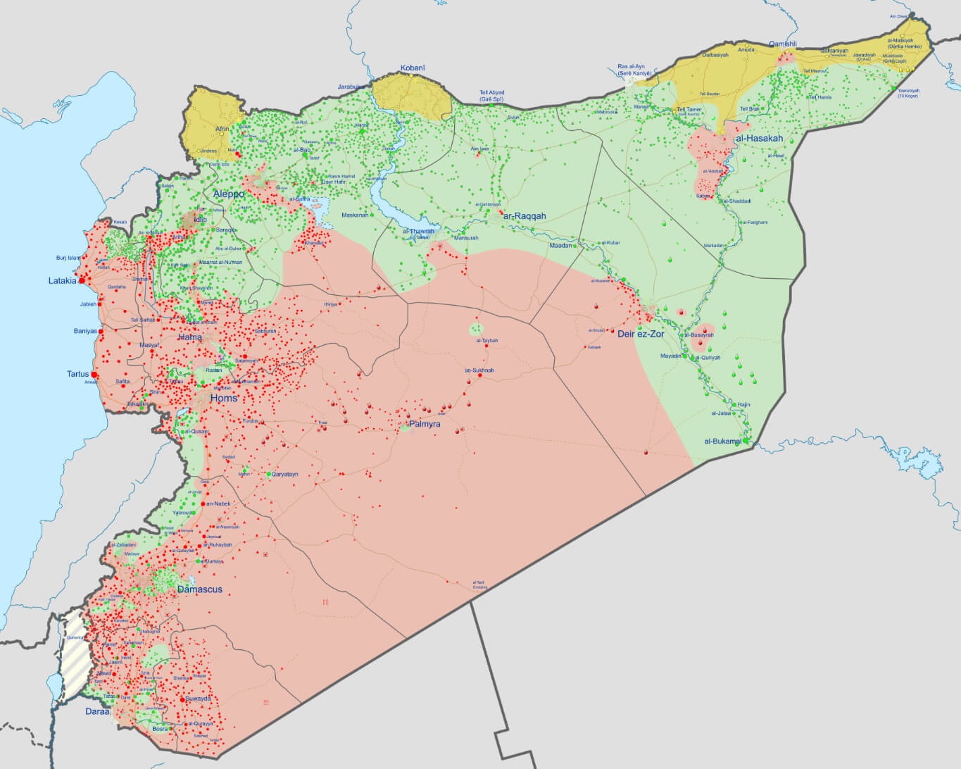 Syria Military Situation Map in March 2013: Early Conflict Zones