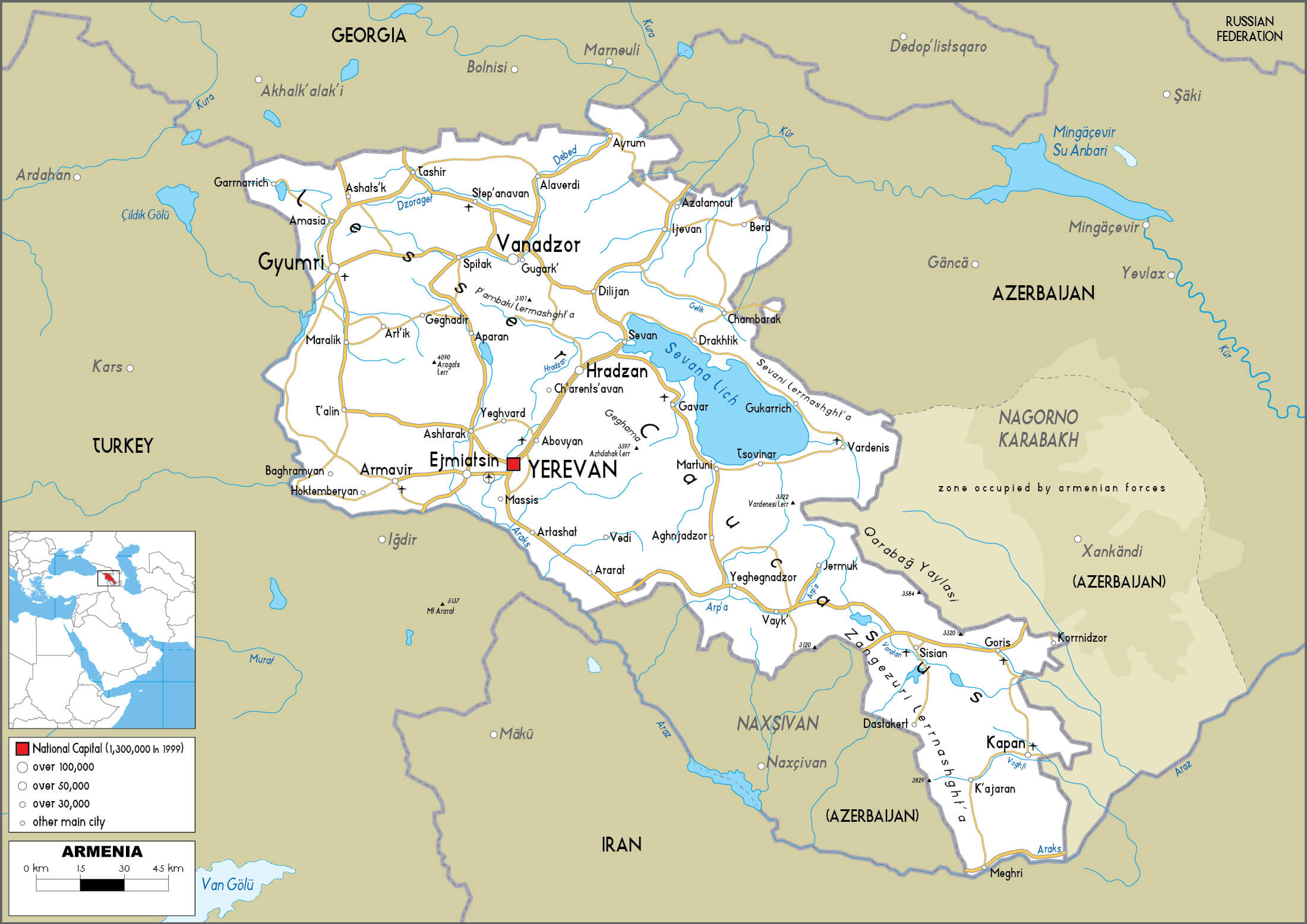 Armenia Highways Map