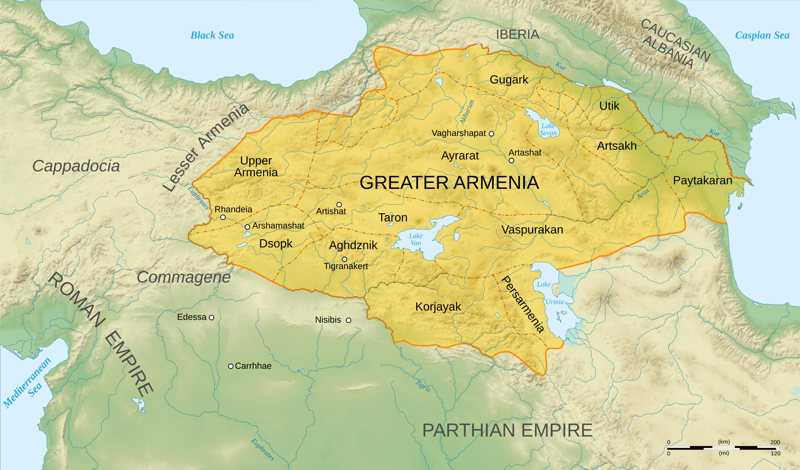 Historical Armenia Map 150 BC