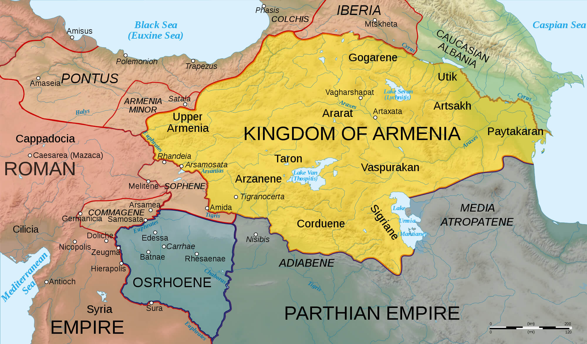 Kingdom of Armenia Map with Roman Empire