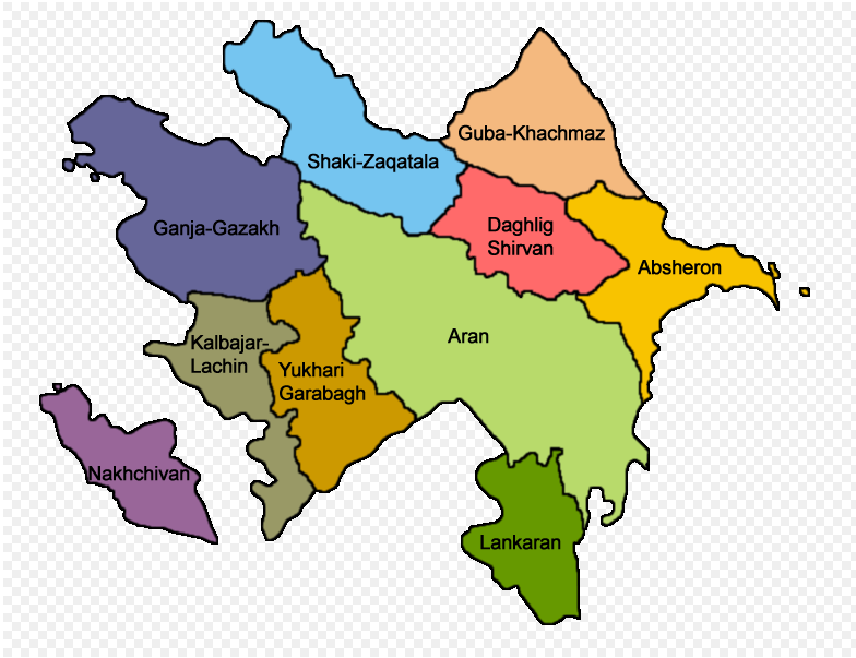 Azerbaijan Economic Regions Map