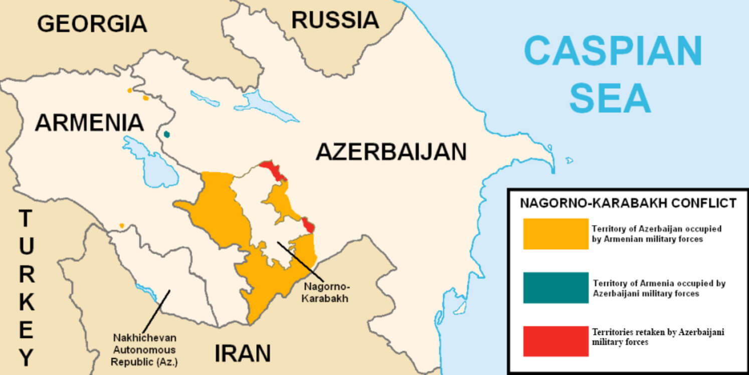 Nagorno-Karabakh conflict map with occupied territories