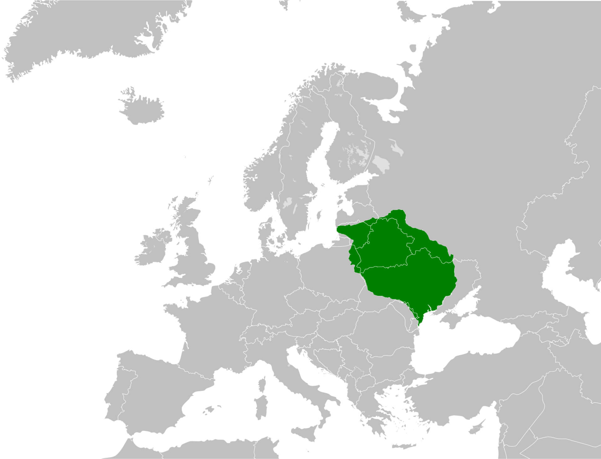 The Grand Duchy of Lithuania's extent in the 15th century map