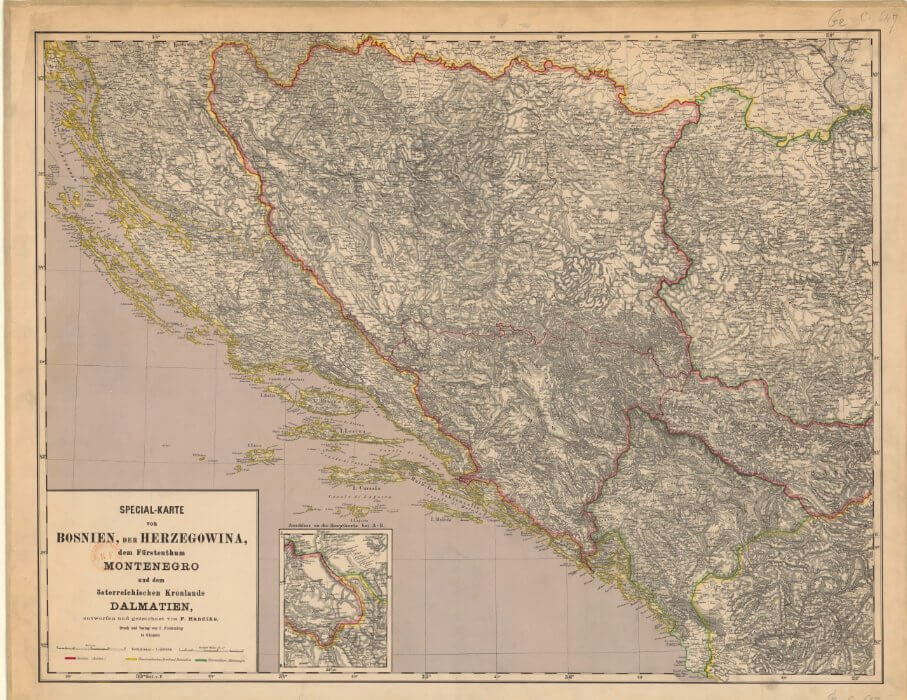 1885 Map of Bosnia and Herzegovina