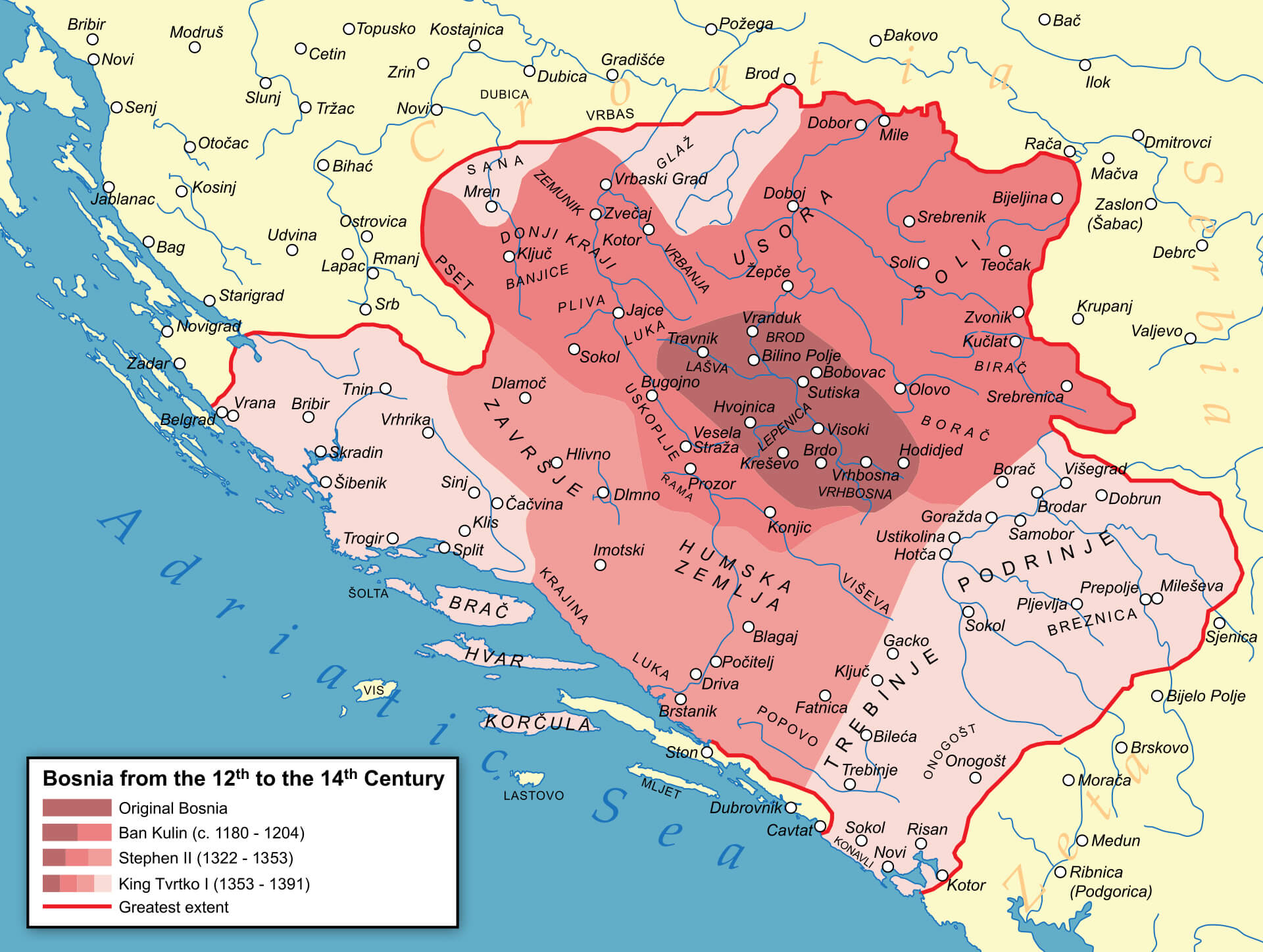 Bosnia Map in the Middle Ages