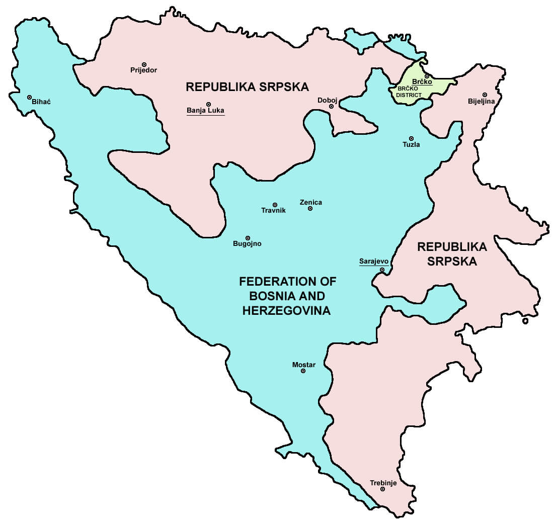 Federation of Bosnia & Herzegovina Map