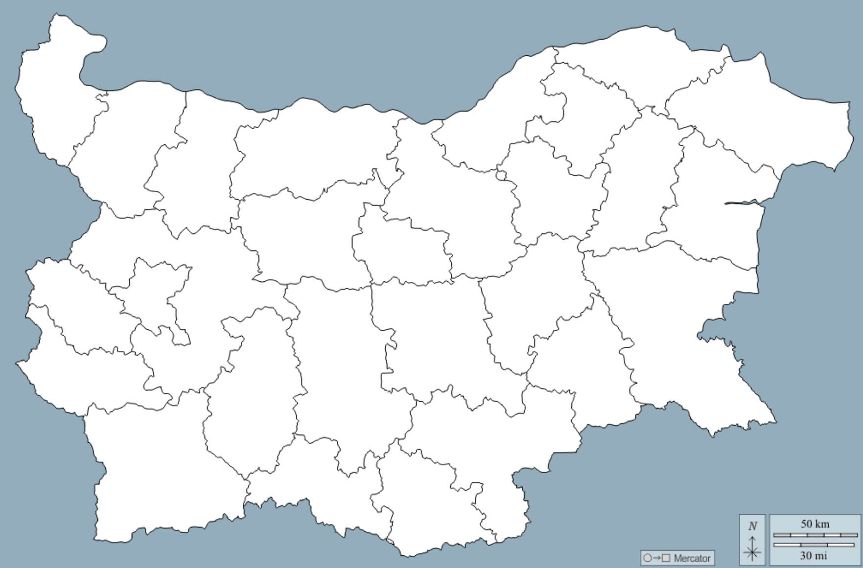 Bulgaria Blank Map White Color