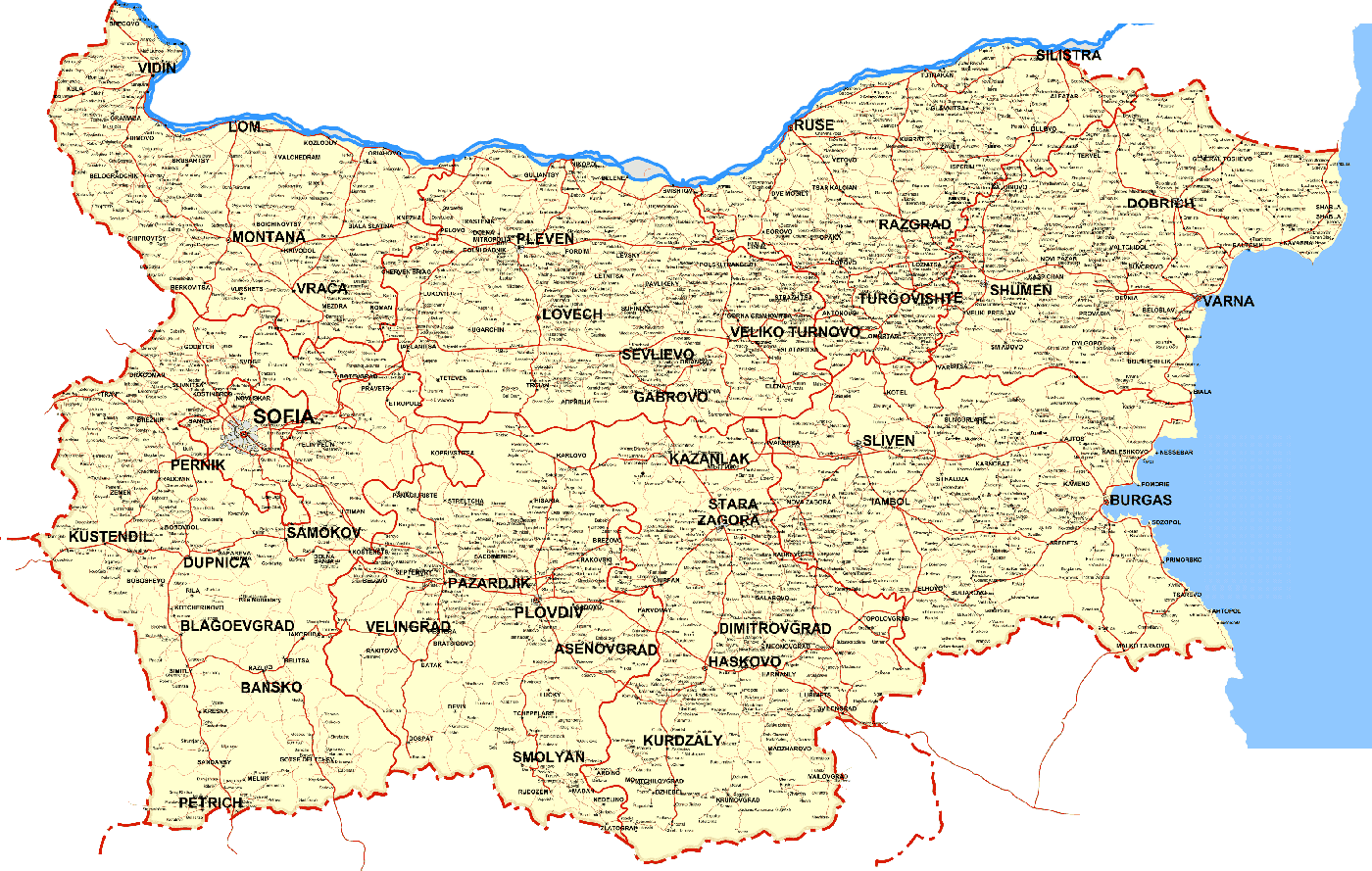 Bulgaria Detailed Map