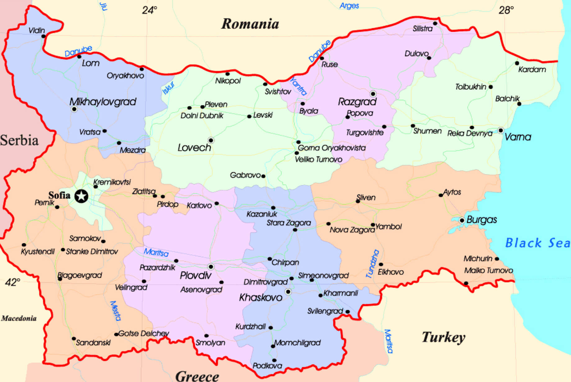 Bulgaria Provinces Map