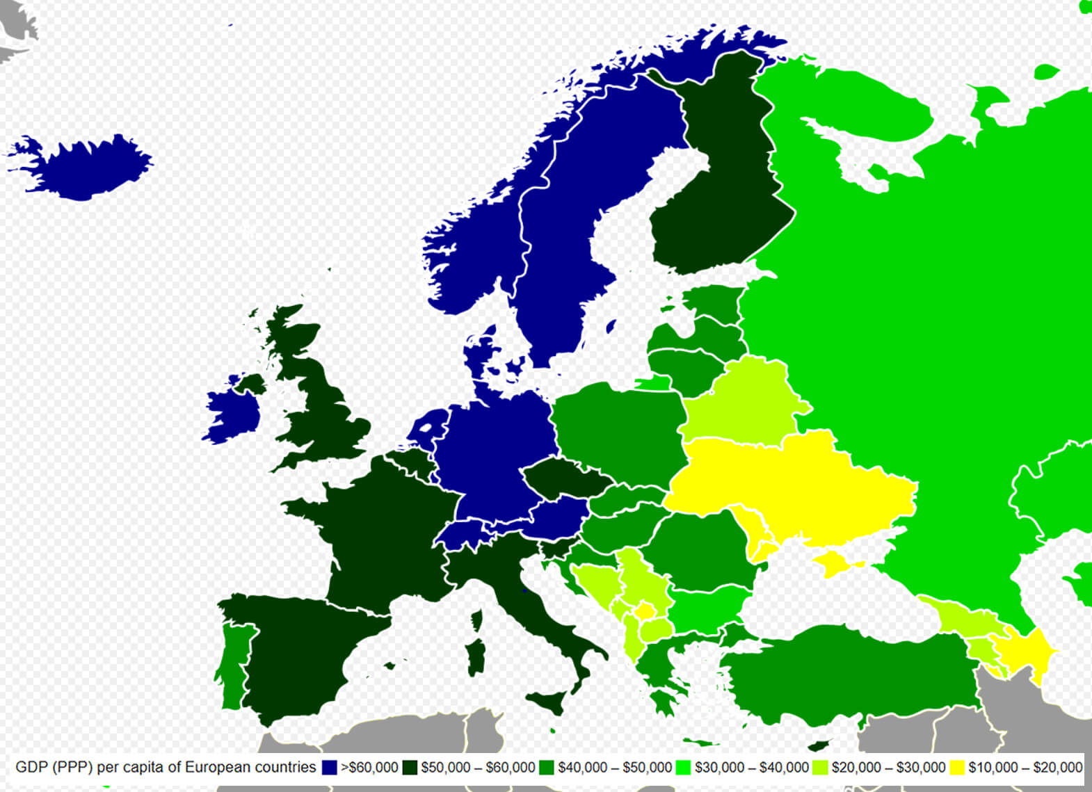 GDP Per Capita Across European Countries