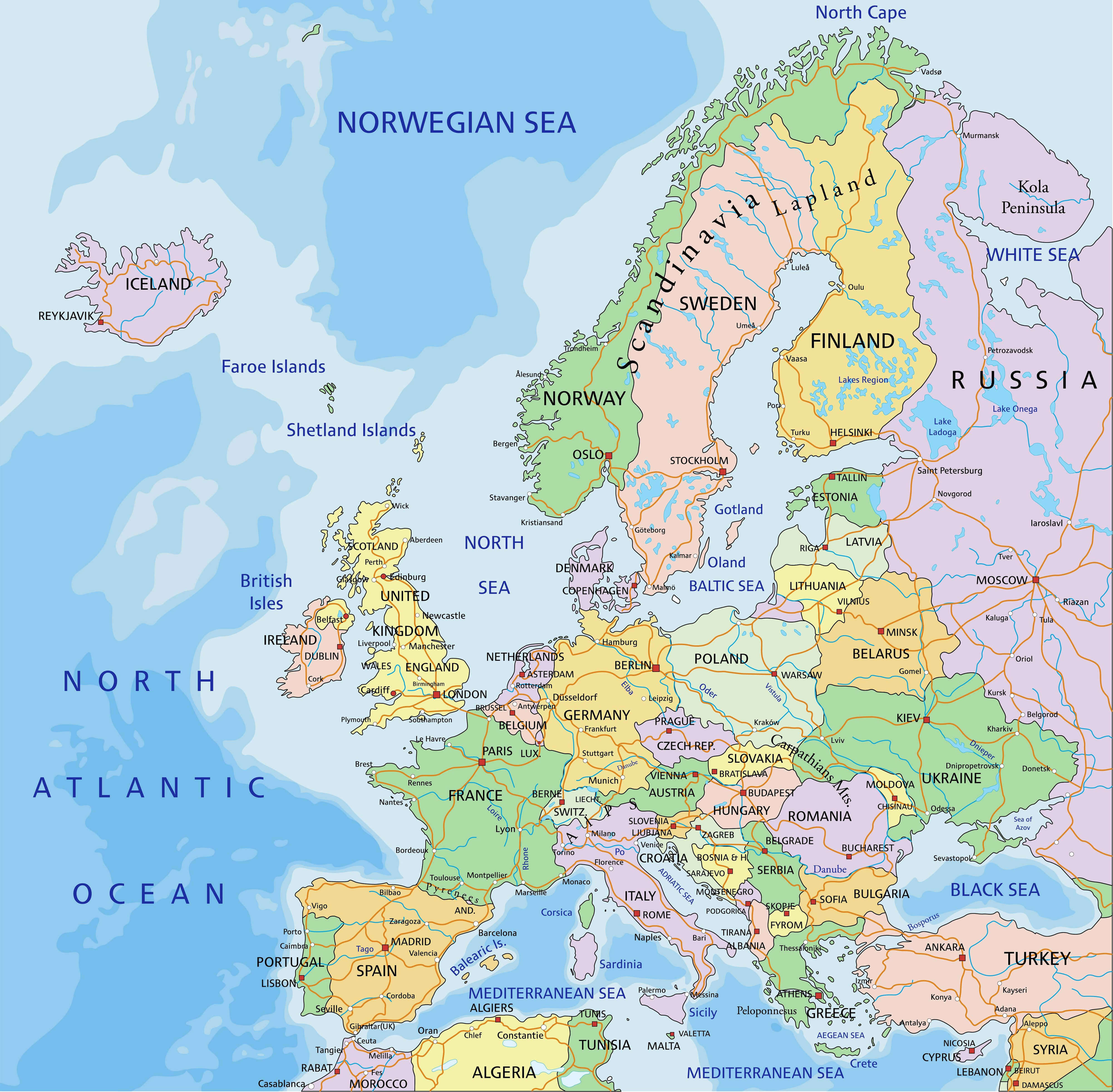 A Comprehensive Map of European Countries