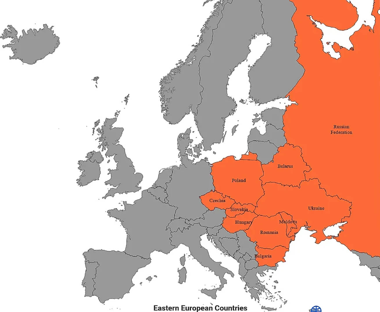 Map Highlighting Eastern European Countries