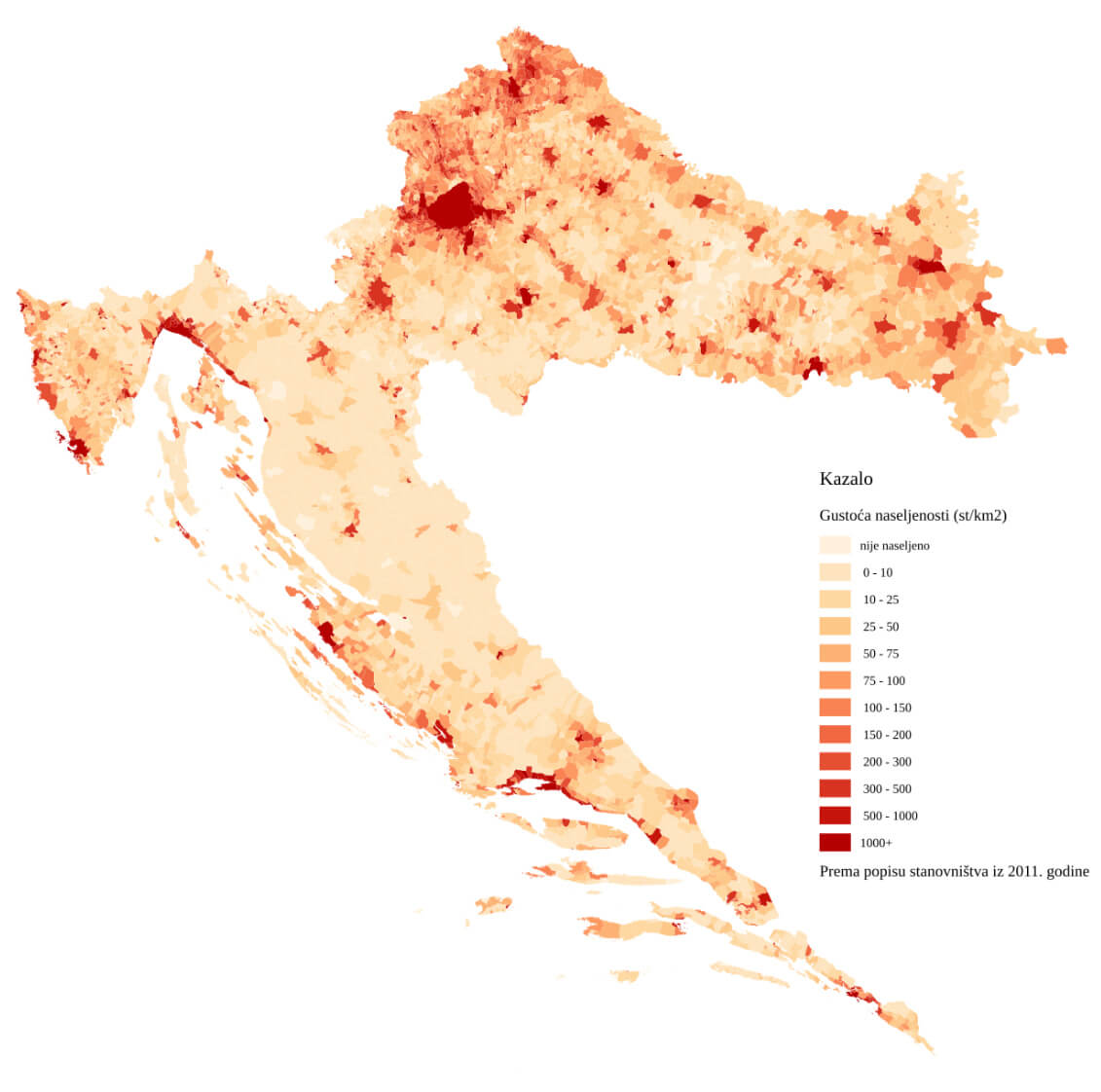 Croatia Population Density Map