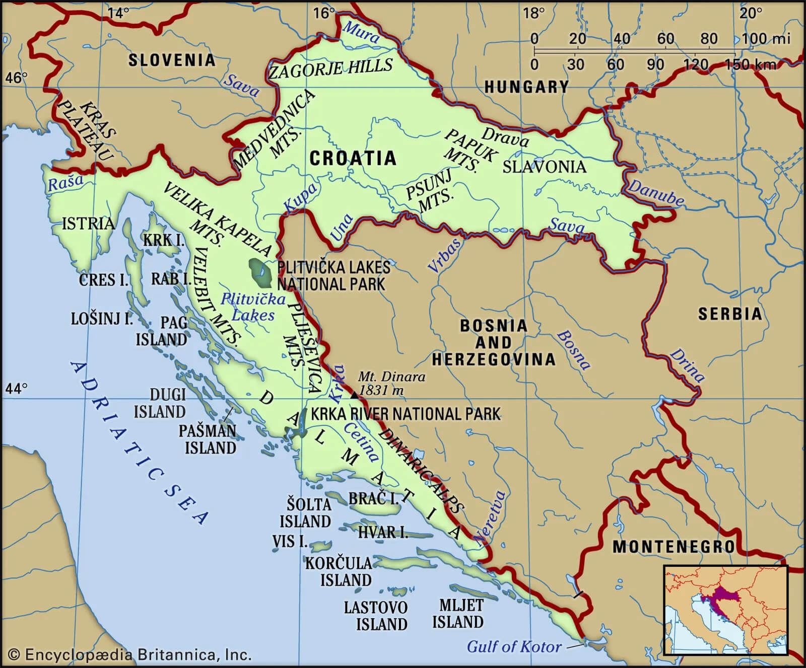 Croatia Rivers Map