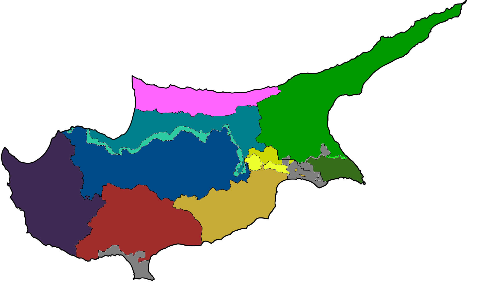 Cyprus Blank Map with Provinces