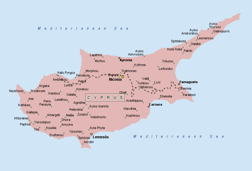 Cyprus Cities Map