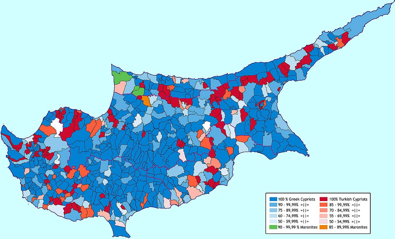 Cyprus Ethnic Groups Map in 1960 Census