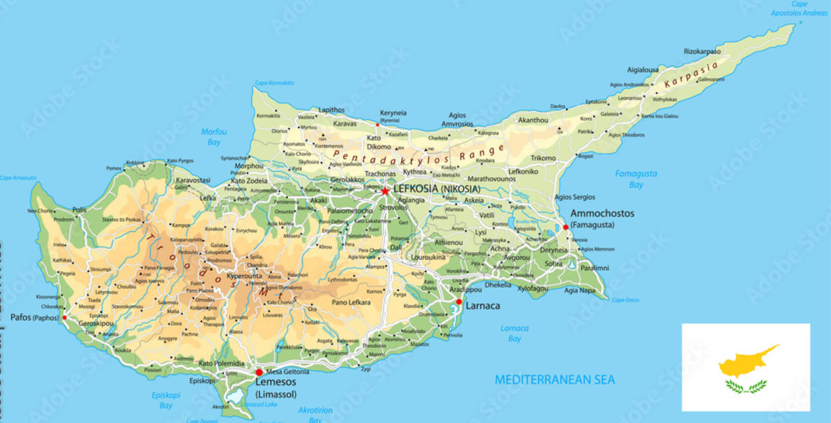 Cyprus Physical Map