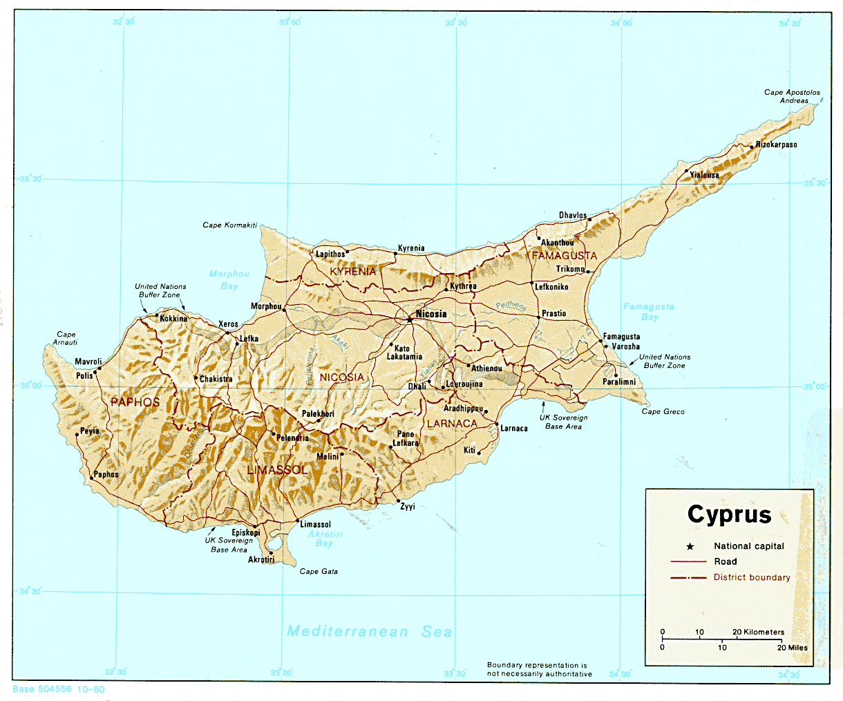 Physical Map Cyprus