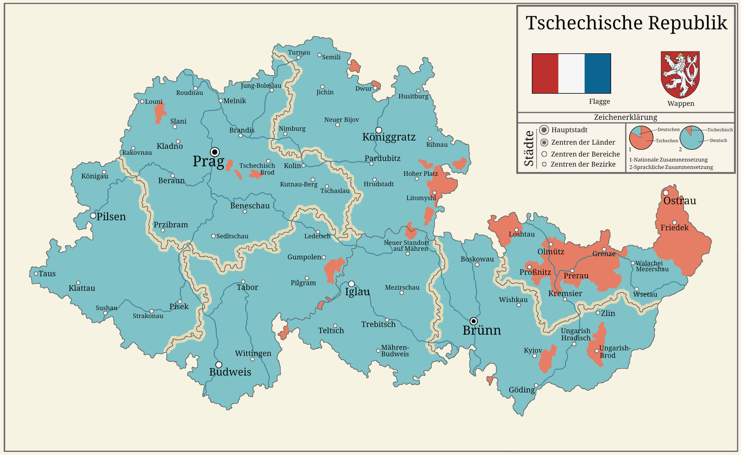 Czech Republic Map with National Flag