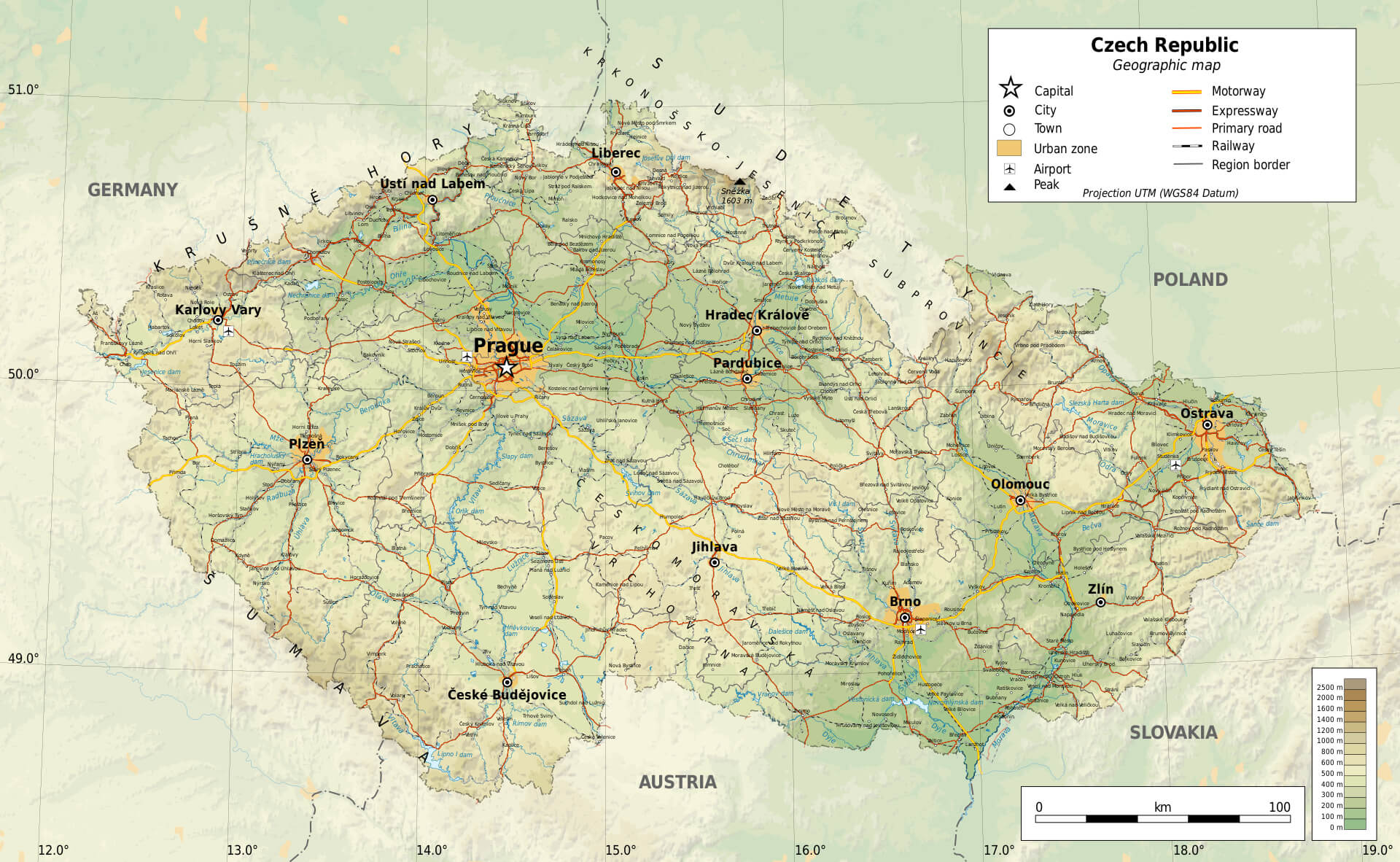 Czech Republic Topographic Map