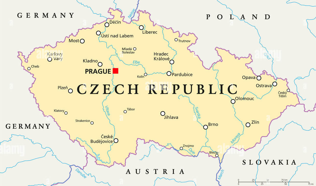 Czechia Major Cities Map