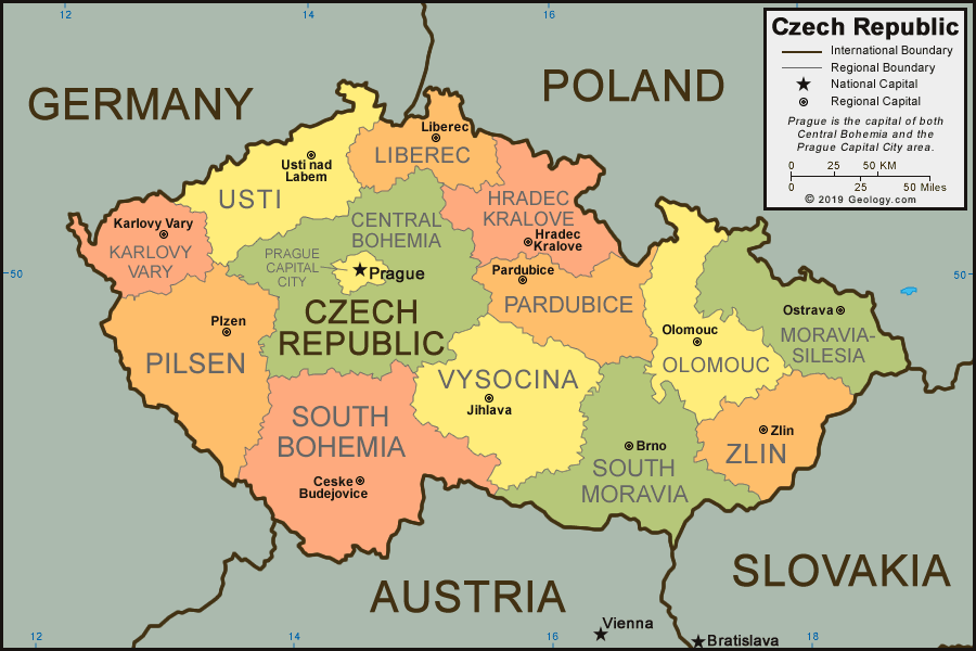 Czechia Regions Map