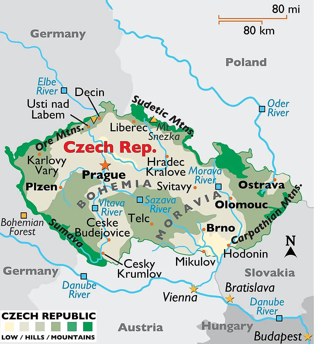 Czechia Rivers Map