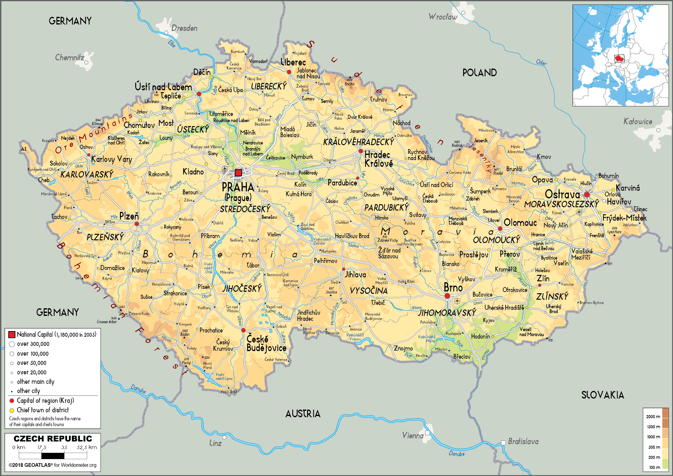 Czechia Physical Map