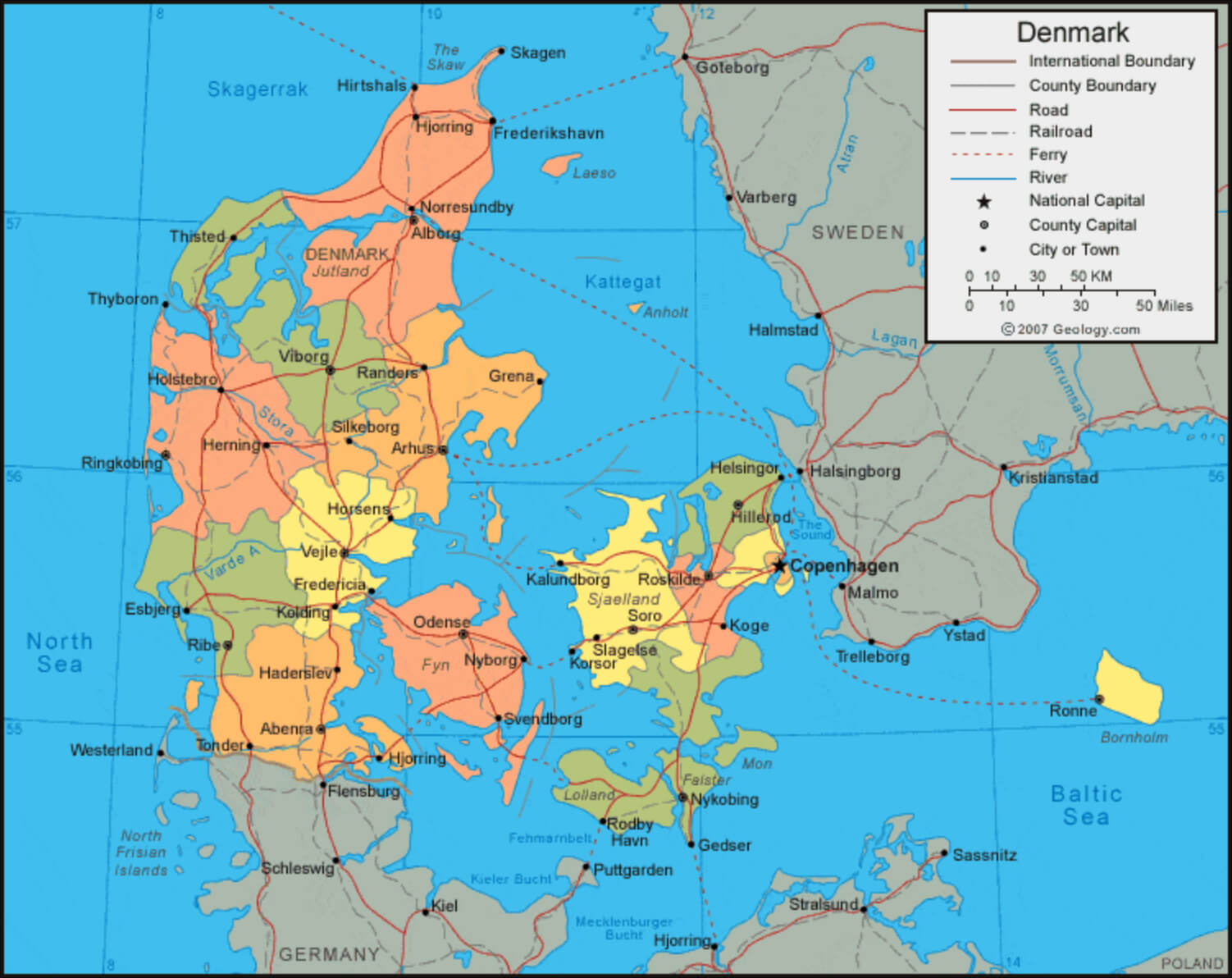 Denmark Administrative Map