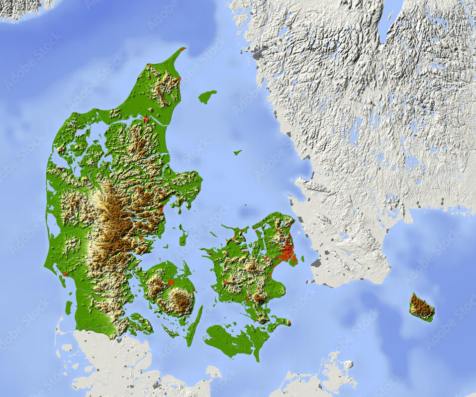 Denmark Topography Map