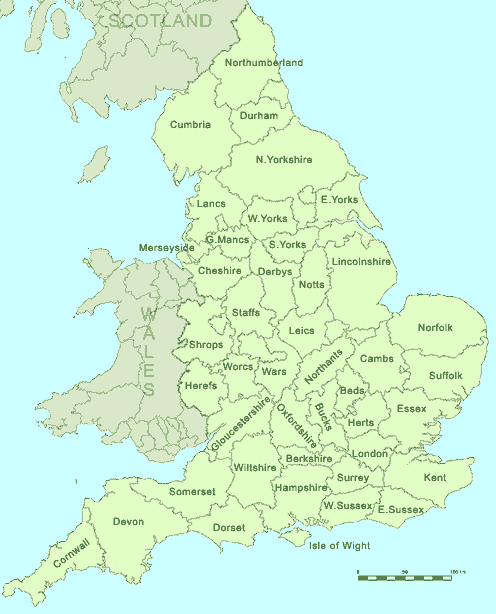 England Counties Map