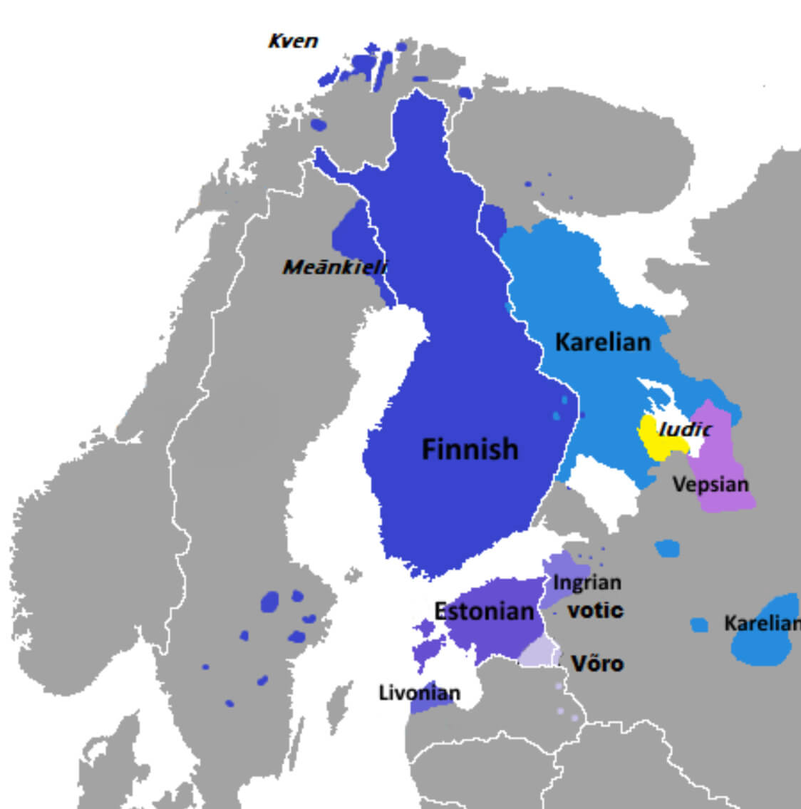 Estonia and Finnic Languages Map in Northern Europ