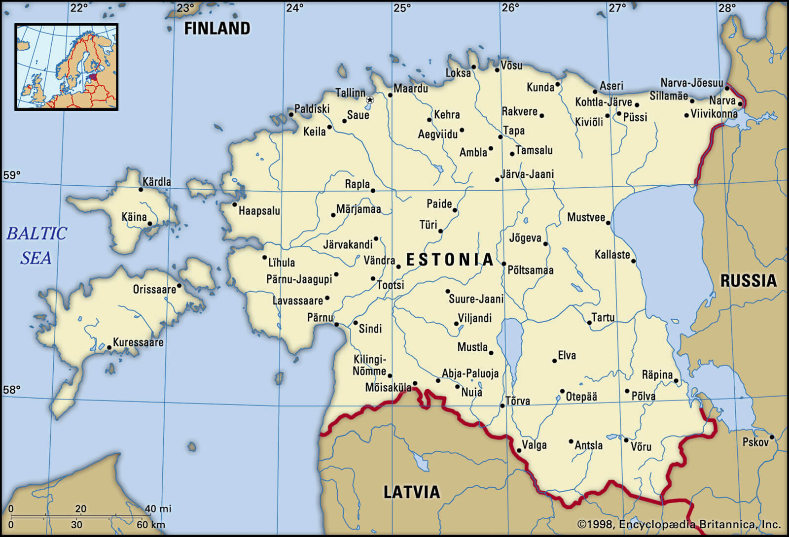 Estonia Cities Map