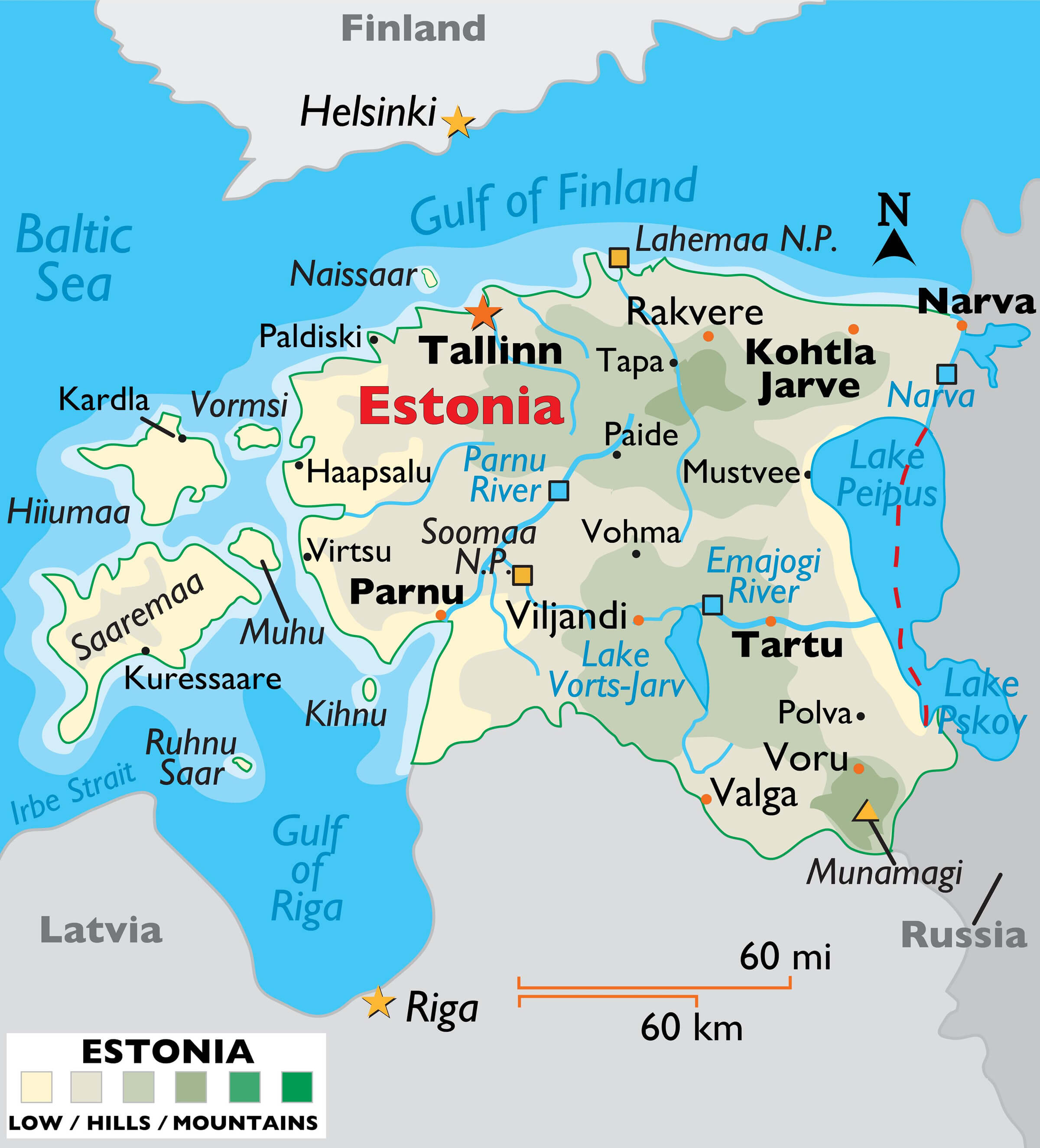 Estonia Largest Cities Map