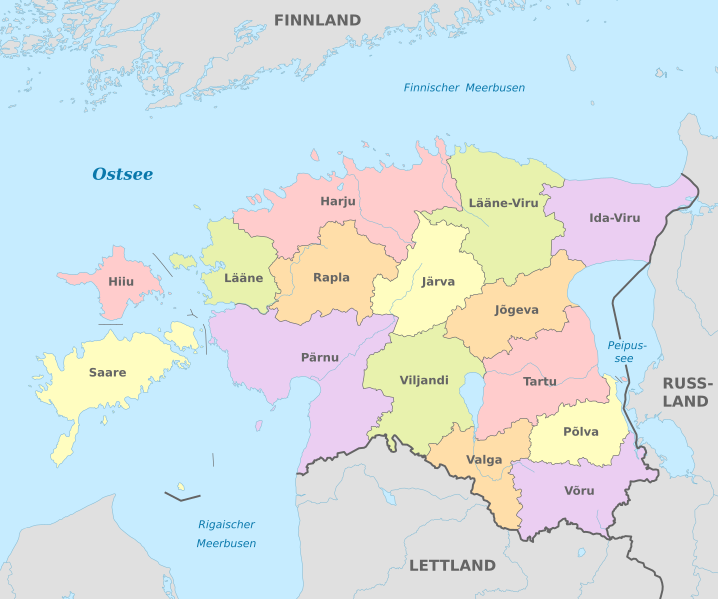 Estonia Provinces Map